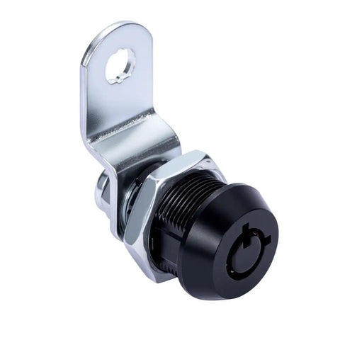 Close-up of the Two Pack Tubular Cam Toolbox Lock Replacement with Hook Cam Keyed Alike Five Eighth Inch Cylinder Black Zinc Alloy