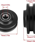 Sliding Barn Door Wheel U Groove Guide Pulley Roller Bearing Hardware, durable zinc alloy and nylon, dimensions labeled