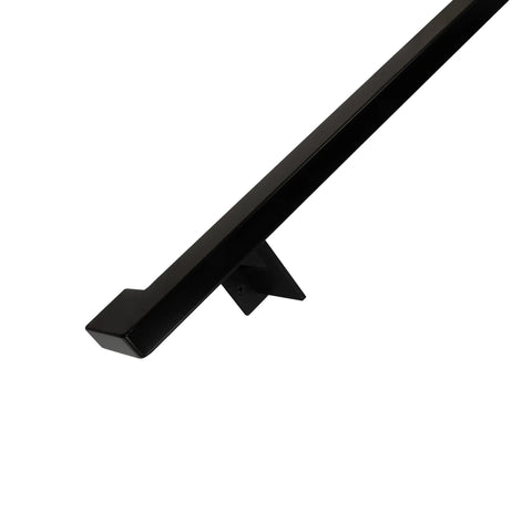 Built Tough Aluminum Handrail Grab Bar 12 Feet Long With Secure Mounting Brackets And Matte Black Powder Coated Finish, side view.