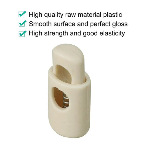 8 Pack Spring Cord Locks Plastic End Stopper Single Hole Toggle Fasteners For Drawstrings Shoelaces Tents And Tie Downs Beige Durable Quick Grip DIY Rope End Clips, 25x12x8mm plastic cord lock
