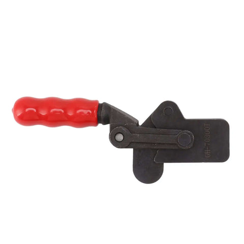 Red-handled toggle clamp side view, high carbon steel, 300kg capacity - Tough As Nails Heavy Duty Toggle Clamp With High Carbon Steel Build 300kg