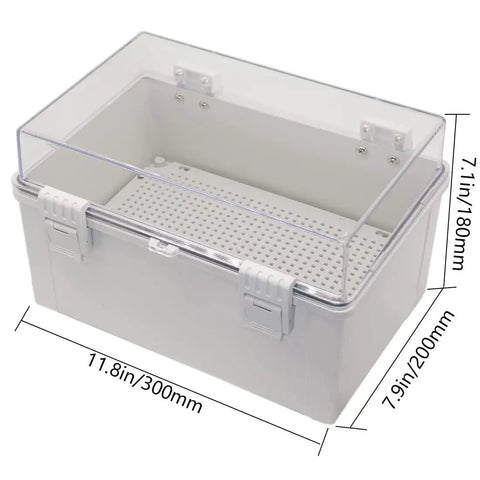 Outdoor ABS Junction Box IP65 Dustproof Waterproof Electrical Enclosure With Hinged Clear Cover 11.8 x 7.9 x 7.1 inches