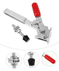 Two Pack Welding Toggle Clamps Quick Release Fixed Clamps Heavy Duty Iron Welding Tool with red handle for woodworking.
