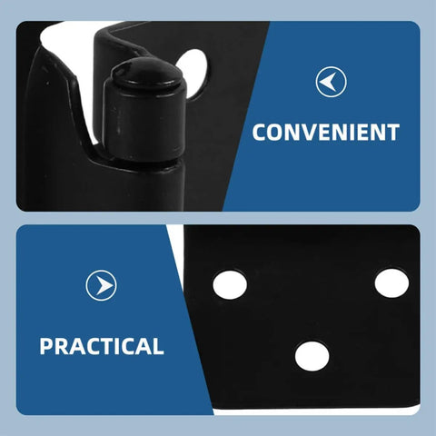 Close-up of spring loaded self closing RV door hinges for cabinets showing convenient and practical design.