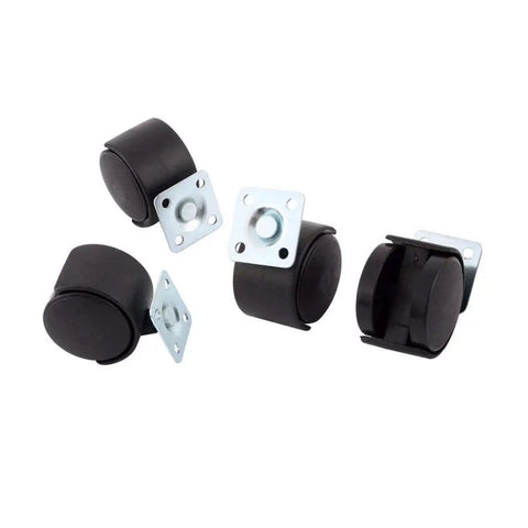 Top Shelf Heavy Duty Swivel Caster Wheels Four Pack Black Nylon Rollers Dead Silent Floor Savers Scratch Proof Smooth Gliding Steel Plate Base For Office Chairs Tables And Desks