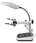 Heavy Duty Clamping Magnifying Glass Lamp With Adjustable Height And Angle For Precision Welding Repairs Desktop Workbench Maintenance Jobs with flexible arm and clip-on design.