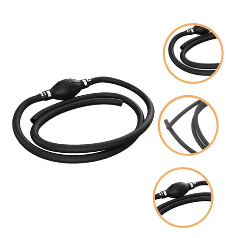 High Flow Gas Siphon Hose No Spill For Quick Liquid Transfer Hand Pump Siphon, black rubber hose with pump bulb