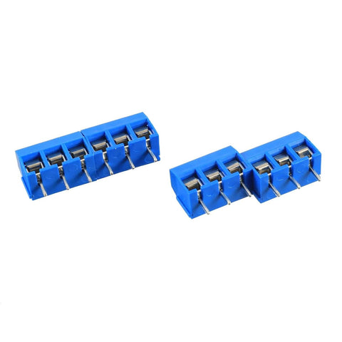 Blue 5mm Pitch PCB Mount Screw Terminal Blocks 2 Pin And 3 Pin For DIY Arduino Projects 14-22 AWG Wire Quick Connect 300V 10A