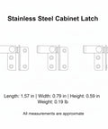 Stainless Steel Cabinet Latch with dimensions for secure locking, Heavy Duty Stainless Steel Slide Bolt Latch Locks Gates And Sheds Shut Tight Keeps Doors From Swinging Loose Rust Proof Security Hardware That Simply Stays Put.