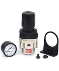 Female Thread 3/8 NPT Air Pressure Regulator 0-150 PSI Adjustable with Bracket and Gauge Aluminum Alloy Body