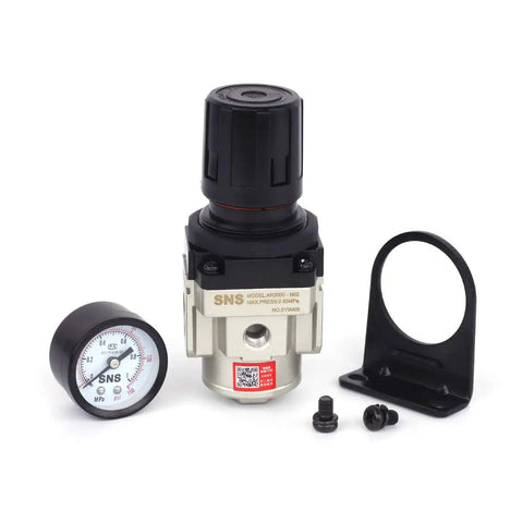 Female Thread 3/8 NPT Air Pressure Regulator 0-150 PSI Adjustable with Bracket and Gauge Aluminum Alloy Body