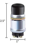Front view of Beefy 12V 50A Waterproof Push Button Switch Universal Starter Horn Button for Cars Boats, with size measurements