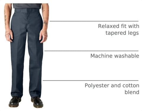 Original Straight Leg Work Pants Built Solid As A Rock With The Roomy Big And Tall Fit Stone Cold Durable Polyester Cotton Blend Resists Wrinkles And Grease Spills Perfect For The Job Site Or Daily Office Hustle Navy Shade front view showing relaxed fit with tapered legs.