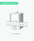 Diagram showing DIN-rail installation of Industrial 16 Port Full Gigabit L3 Managed PoE Switch With Four 10G SFP Uplinks And A 370W PoE Budget.