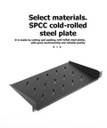 Heavy Duty Vented Cantilever Tray For 1U Rack Mount Server Shelf made of SPCC cold-rolled steel with ventilation slots.