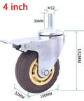 Heavy Duty M12 Stem Pneumatic Rubber Silent Swivel Casters Set Of 4 For Cart Trolley with 4 inch wear resistant wheels