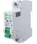 Front view of AC Miniature Circuit Breaker 1 Pole 16 Amp 120/240VAC DIN Rail Mount With Thermal Magnetic Trip C Curve DZ47-63