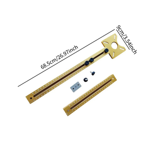 No Sweat Quick Swap Lightweight Alloy Router Circle Cutting Jig And Round Guide Bracket For Cabinet Hardware Jig Fits Edge Trimmer measuring 68.5cm.
