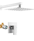 Rainfall Shower System With 10 Inch Wall Mount Head, Single Lever Mixer, SUS304 Stainless Steel, Rough In Valve, Chrome Polish