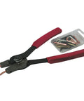Heavy Duty Internal External Snap Ring Pliers 49200 with reversible action, large red handles, and accessory kit with tips