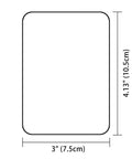 Diagram showing the dimensions of 12-Pack Iron On Fabric Patches For Clothes And Outerwear, 3 by 4 and one quarter inches.