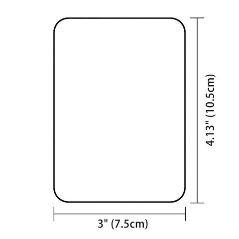 Diagram showing the dimensions of 12-Pack Iron On Fabric Patches For Clothes And Outerwear, 3 by 4 and one quarter inches.