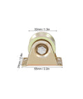 Front view of Two Pack 32mm Sliding Gate Roller, U Type Groove Wheel Track Rail, Beefy Steel Heavy Duty Roller with dimensions shown.