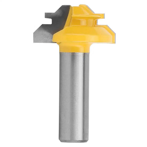 Get Your 45 Degree Router Bit For Woodworking Projects That Rock, Premium Cemented Carbide Mortise And Tenon Knife With Durable Cutter Design Built Heavy Duty For Sharp Milling Tasks Every Time, showcasing a carbide router bit with yellow handle.