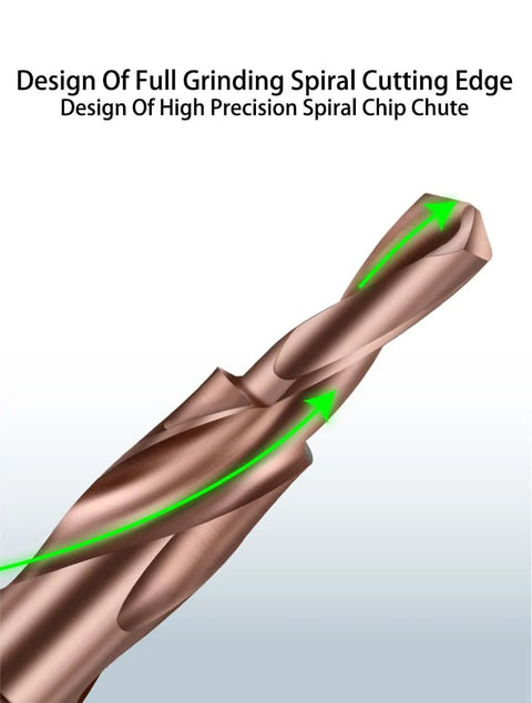 M35 HSS-CO cobalt two-stage step drill bit, copper-colored twist drill for stainless steel drilling.