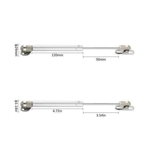 50N Gas Spring Cabinet Door Hinges Featuring Slick Design And Smooth Operator Soft Close Hydraulic Lift Support dimensions and details.