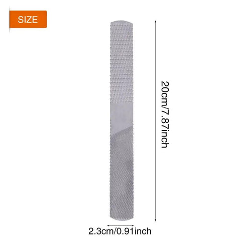 Eight Inch 4 Way Rasp File Forged From Toughened Carbon Steel Designed For Woodworking And Metalworking with flat and half round cuts.