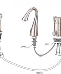Diagram of Brass Bathtub Faucet Set With Waterfall Style Shower Three Hole Deck Mount Br brushed Nickel Finish Single Handle Mixer