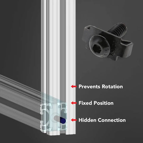 1/4-20 End Fastener And Screw Hardware Combo For Aluminum Extrusion T Slot 90 Degree Joint Connector Kit detail view
