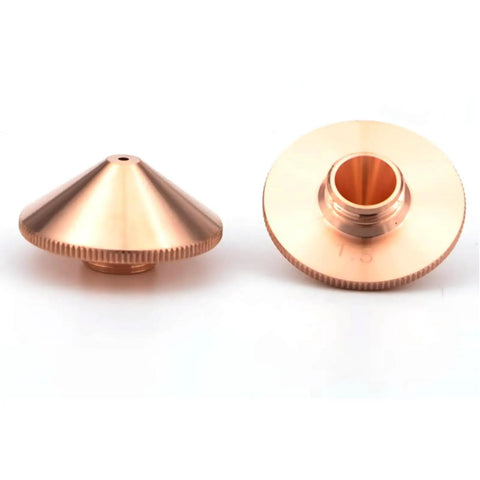 Single Layer Copper Fiber Laser Cutting Nozzle 28mm Diameter, 15mm Height, M11 2.0 Caliber, 5 Pcs Pro Grade Replacement Nozzles