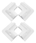No Drill ABS Solar Panel Corner Bracket Set, 4 white ABS glue-mount corner supports for RVs and boats, top view