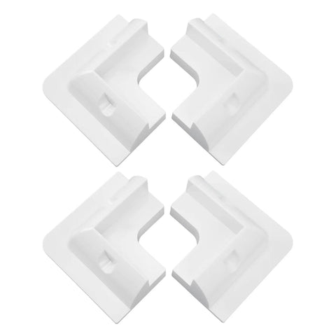 No Drill ABS Solar Panel Corner Bracket Set, 4 white ABS glue-mount corner supports for RVs and boats, top view