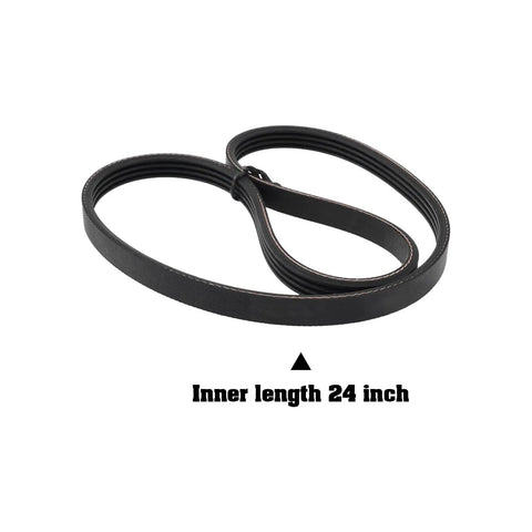 Two Lathe Drive Belt Replacement Belts For Mini Wood Lathe 65345, 24 Inch Internal Length, 4 Rib, Durable Rubber looped view