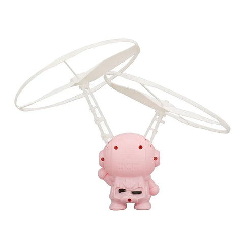 Hand Controlled Flying Toy For Kids With Dual Blades USB Rechargeable Battery 75mAh Built In Light Up Fun For Indoor And Outdoor Play Pink