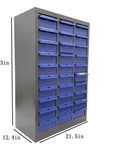 Side view of 30 Drawer Tool Storage Cabinet For Bolts And Nuts Heavy Duty Steel Hardware Organizer Craft Parts Cabinet.