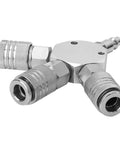 Three Way Air Hose Manifold Quick Coupler Connector Adapter Splitter For Pneumatic Tools One Quarter Inch Female NPT