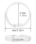 72 Pack Plastic Shower Curtain Rings O Shaped Hooks That Glide Smoothly On Standard Curtain Rods, dimensions shown.