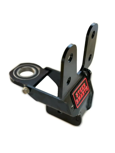 Bombproof Heavy Duty Sector Shaft Brace With Track Bar Reinforcement Bracket For Jeep Wrangler And Gladiator, side view with black powder coat finish.