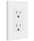 Glossy Decorator Outlet 15A Standard Wall Receptacle 1 Gang Replacement Slick Modern Finish Easy To Clean Shallow Body Design 10 Pack For Quick Home Electrical Upgrades, white