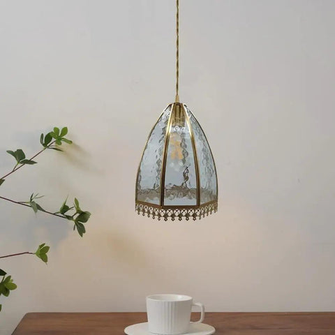 Glass Lampshade Hanging Light Fixture With Adjustable Cord For Living Room Or Dining, Modern Glass Pendant Lights With Brass Accents
