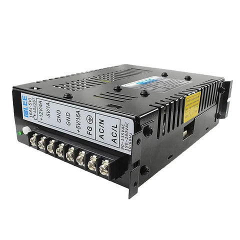 16A Switching Power Supply Box For Arcade Jamma Machines, Wide 110V To 220V AC Input, Plus5V 16A, Plus12V 4A, Minus5V 1A Outputs