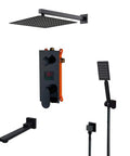 UMJIGF Led Digital Display Shower System Wall Mounted Concealed Shower Faucet Set Multifunction Matte Black with overhead shower and handheld