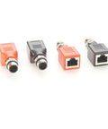 Beefy M12 A Coding 8 Pin To RJ45 Cat6 Shielded Industrial Ethernet Adapter IP67 Bulkhead, front and rear view, orange and black
