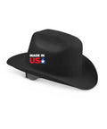 Cowboy Style Nonvented Full Brim Hard Hat With 4 Point Ratchet Suspension ANSI Z89.1 Type 1 Class E OSHA Compliant Safety Helmet, black, USA made