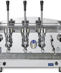 Three Group Lever Espresso Machine In Gold Finish, Pro Grade Commercial Espresso, Piston Lever Operation With Two Pivoting Steam Wands