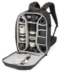 Urban Style Dope 17 Inch DSLR Laptop Backpack With Dedicated Camera Gear Compartments open showing camera equipment inside.